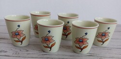 Hollóházi porcelán likőrös pohár (6db)!