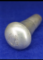 Antik magyar fémjeles 750 finomságú ezüst botvég ,gravírozott monogrammal 1867-1937