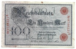 100 márka 1908 piros sorszám Németország 1.