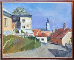 Horváth László - Falurészlet c. Képcsarnokos festménye EREDETI GARANCIÁVAL !