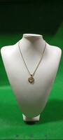 14K Gold Rope Chain with Aquamarine Pendant, 43cm, 7.66g