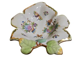Herendi Viktória VBO Pattern Porcelain Leaf Serving Dish, Decorative Plate