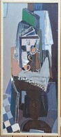125x61cm! Nagy Sándor Zoltán (1941 - ) Kubista Csendélet 1965 c. festménye EREDETI GARANCIÁVAL !