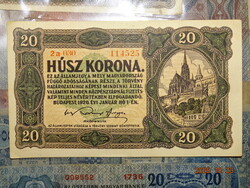 20 KORONA KRONEN 1920 UNC- ( AUNC ) OSZTRÁK - MAGYAR MONARCHIA