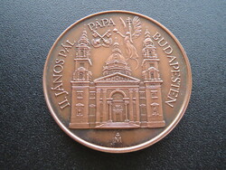 II. János Pál pápa látogatása Budapesten bronz emlékérem 1991