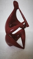 Art deco Torok Janos furulyazo eozin porcelán figura