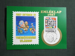 Képeslap,Emléklap,bélyeg,alkalmi bélyegzés,Szolnok OTP Takarékossági világnap,grafikai,1987-