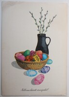 Képeslap, Húsvéti üdvözlő, Grafika: Novák Henrik 1970 (K4)