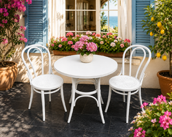 Thonet dining set – 2 chairs and round table