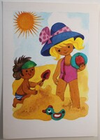 Képeslap, Német, Gyerek, tréfás, Grafika, Planet (K4)