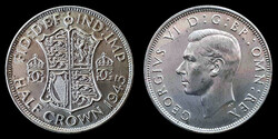 E 1645 United Kingdom (England) Silver ½ Crown 1945 VI. George