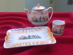 Antique Viktoria Victoria children's coffee and cocoa tea set / Mese porcelain from the Monarchy era