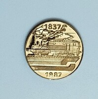 150 éves az osztrák vasút aranyozott emlék érme 30 mm 1837-1987