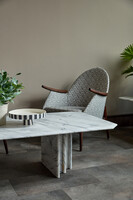 White Step-Leg Marble Coffee Table