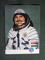 Postcard, Soviet-Hungarian joint space flight, Farkas Bertalan astronaut, 1980