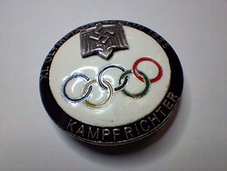 1936 Berlin Olimpiai "Kampfrichter" (Bíró) jelvény – Fekete szegélyes változat (Gyűjtői darab)