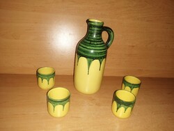 Retro Magyarszombatfai kerámia pálinkás kancsó 4 pohárral (23/d)