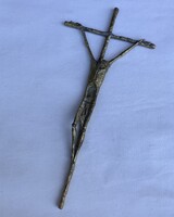 Erwin Huber bronz - sárgaréz feszület - vallási kisplasztika
