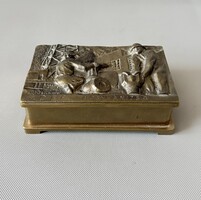 Rare Socialist Bronze/Copper Memorial Box – D.K.F. Nagykanizsa (Oil Drilling)