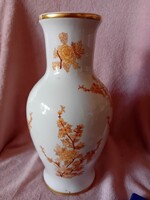 2608/2 Hollóházi porcelán nagyméretű, virágmintás váza
