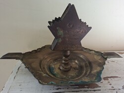 Ritka Antik Judaika / Technikatörténet: Dávid-csillagos réz hamutál és gyufatartó (München, ~1920)