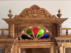 Beautiful, Antique, Carved Sárközi Sideboard, Folk/German Natural Pine Cabinet, Waxed.