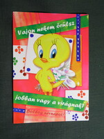 Képeslap,Walt Disney,Warner Bros,Looney Tunes,rajzfilm,mesefigura,Bolondos Dallamok,Csőrike, 2000-