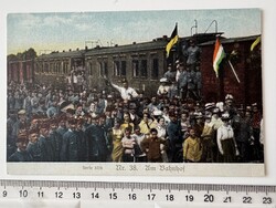 -AX793- I. világháború mozgósítás bevonulás vasútállomás német katonai propaganda képeslap 1914