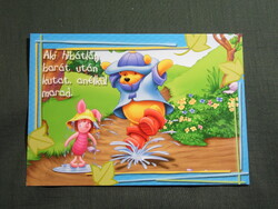 Képeslap,Walt Disney,rajzfilm,mesefigura,Micimackó és barátai,Malacka, 2000-