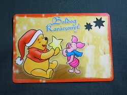 Képeslap,Walt Disney,rajzfilm,mesefigura,Micimackó és barátai,malacka,ünnepi,karácsony, 2000-
