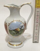 "Szeged Europa Iris..." címkés, színes "Balaton" látképes porcelán díszkancsó (3910)