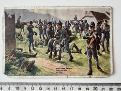 -AX796- Ütközet után I. világháborús osztrák-magyar katonai egészségügyi művészlap sebesültek 1914