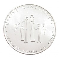 Törökország,50 lira 1977 aUNC+ ezüst 9g830