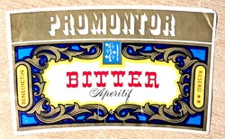 Régi, magyar keserűlikőr címke Promontor márka