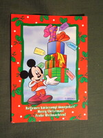 Képeslap,Walt Disney,rajzfilm,mesefigura,Miki egér,Donald kacsa,ünnepi,karácsony, 2000-