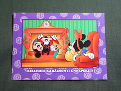 Képeslap,Walt Disney,rajzfilm,mesefigura,Miki egér,Donald kacsa,ünnepi,karácsony, 2000-
