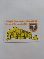UNIVER ÁFÉSZ üzletei és vendéglői kártyanaptár 1981