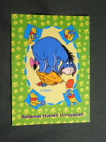 Képeslap,Walt Disney,rajzfilm,mesefigura,Micimackó és barátai,Malacka,Füles szamár,húsvét, 2000-