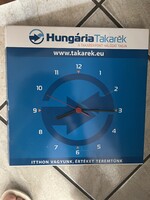 Hungária Takarék szögletes falióra / reklámóra