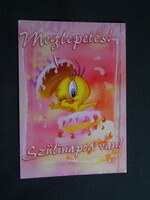 Képeslap,Walt Disney,Looney Tunes,rajzfilm,mesefigura,Bolondos Dallamok,Csőrike,ünnep, 2000-