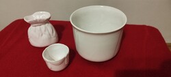 Minimalista fehér porcelán asztali dekoráció és kaspó szett – Retró / Vintage