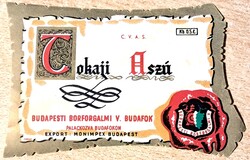 1950-1960-as évekből származó "Tokaji Aszú" boroscimke