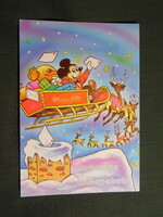 Képeslap,Walt Disney,rajzfilm,mesefigura,Miki egér,ünnepi,karácsony, 1990-