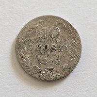 Ritka! Lengyel ezüst 10 Groszy 1840. (1.)
