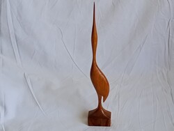 Fa figura gém daru kócsag minimalista madár szobor 31,5cm 1950- retro tömör fa