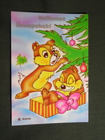 Képeslap,Walt Disney,rajzfilm,mesefigura,Chip 'n' Dale mókus,ünnepi,karácsony, 1990-