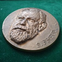 Nyírő Gyula: Sigmund Freud, bronz plakett, érem, kisplasztika
