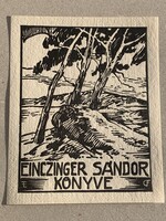 Ex libris Einzinger Sándor könyve Esztergom ritkaság fametszet Farkas Dezső Einczinger Ferenc