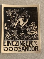 Ex libris Einzinger Sándor Esztergom ritkaság fametszet Farkas Dezső Einczinger Ferenc