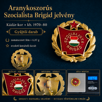 Aranykoszorús Szocialista Brigád jelvény – Kádár-kor, 1970–80, zománcozott, 6,07 g